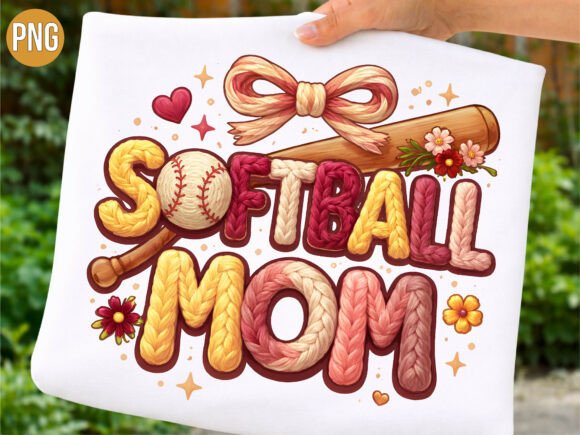 Cozy Knitted Style: The Softball Mom Digital Asset